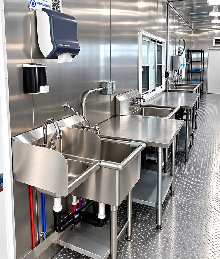 38ft High Temp Conveyor Dishwashing Trailer